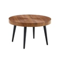 thumbnail image 2 of Roninkier Natural Wood Grain Texture Round Coffee Table - Diameter 23.6 Inches, Black Sprayed Metal Leg, 2 of 7