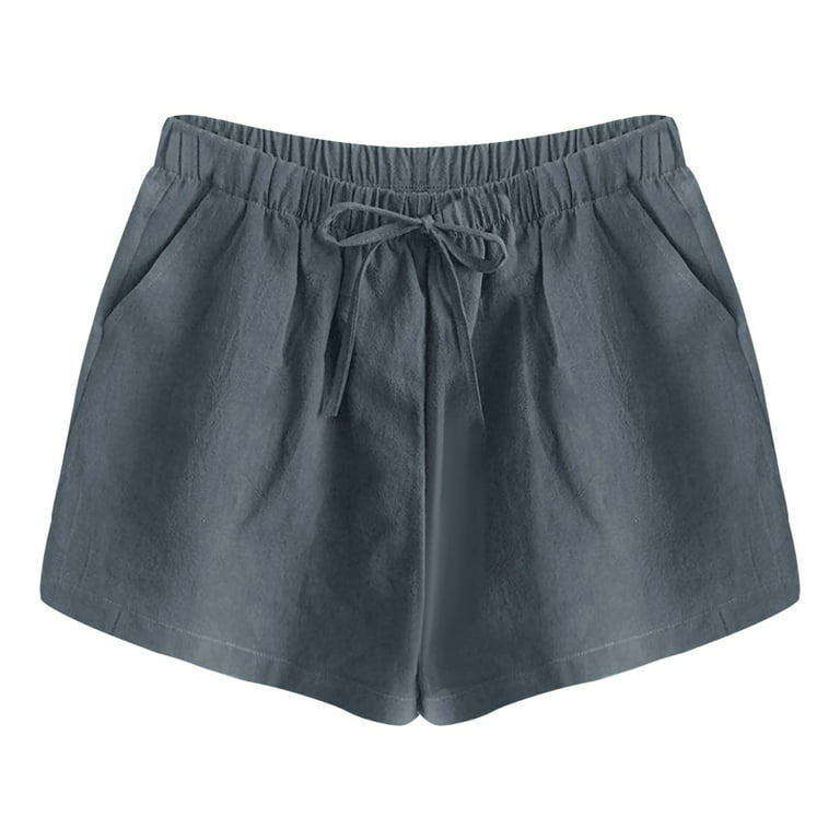 FAFWYP Womens Plus size Cotton Linen Shorts Athletic Casual High Waist  Loose Workout Shorts Sport Running Short Pants Sweatpants