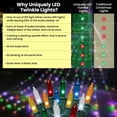 thumbnail image 3 of Christmas Uniquely LED Twinkle Lights  Matches Incandescent Exactly - 16 of 100 Lights Twinkle - Indoor Outdoor  100 Multicolor Bulbs - 24.75 Feet, Christmas Tree Sparkling Twinkling Lights String, 3 of 7