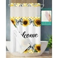 thumbnail image 2 of No Hook Shower Curtain with Snap-in Liner, Black White Bow Waterproof Fabric Bathroom Curtains, Spring Sunflower Plaid Watercolor Bath Curtains & Mesh Top Window Stand Up Stall 36"x72", 2 of 6