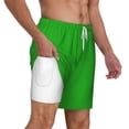 thumbnail image 2 of Kdxio Green Print Men'S Swim Trunks With Compression Liner 7 Inch Inseam Quick Dry Swim Shorts, 2 of 7