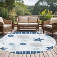 thumbnail image 4 of Round Rugs 7Ft, Blue Coastal Round Area Rug Washable Indoor Throw Carpet, Ocean Nautical Starfish Coral Striped Large Non Slip Circle Rug for Dining Room Playroom Home Decor Aesthetic, 4 of 8
