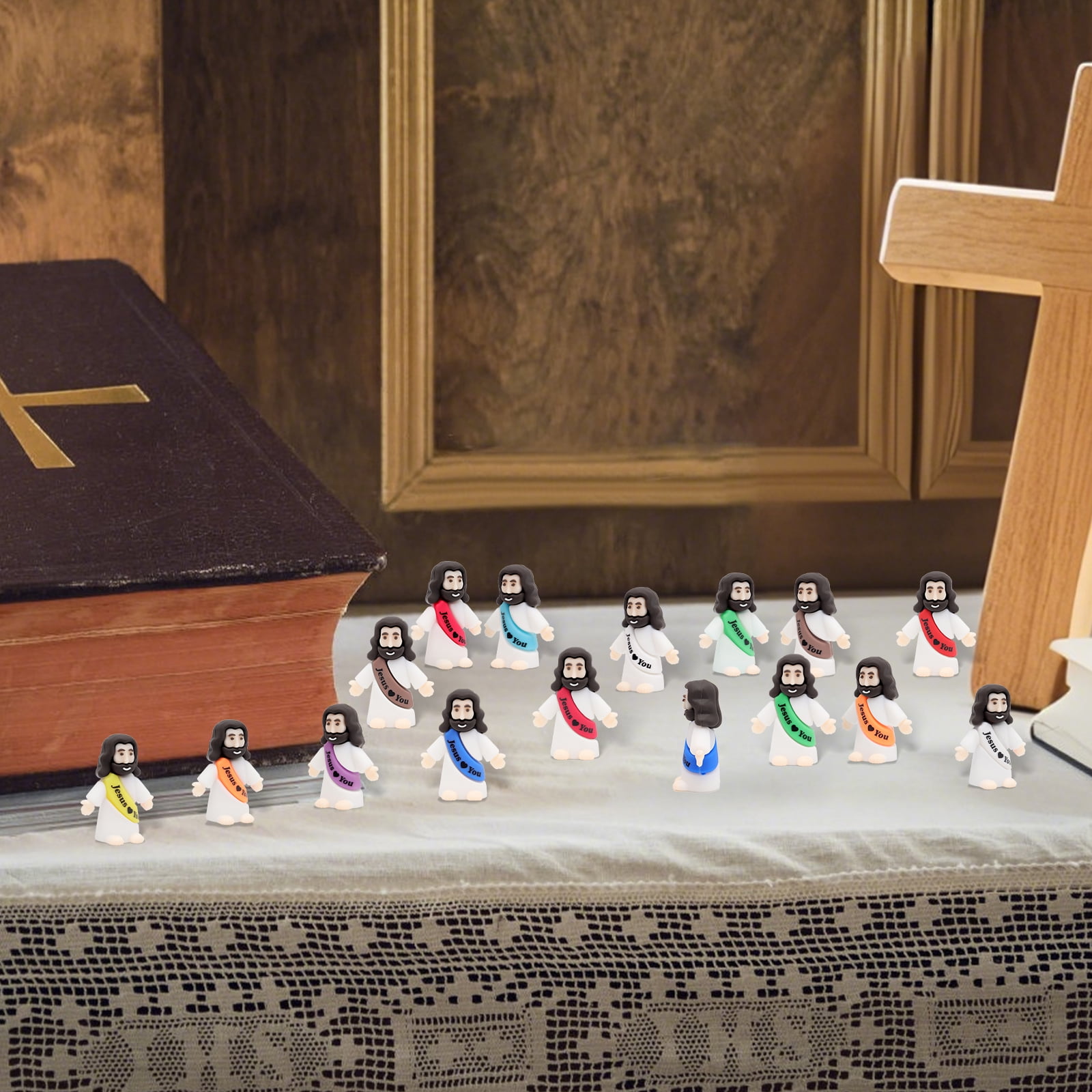 100 Pcs Jesus Love You Mini Figures Baby Jesus Figurines in Bulk Tiny Miniature Religious Figures for Hide and Seek, Sunday School, Religious Party Favors, Baptism Gifts, Easter Egg Stuffers