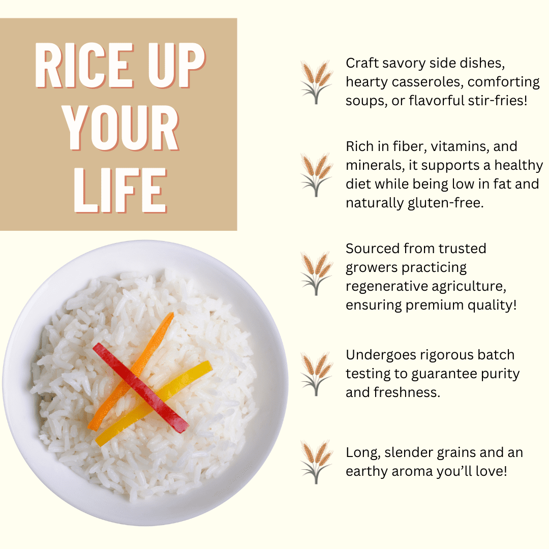 Rice, White Long Grain, 25LB BAG, USA Grown, USDA Certified Organic & GMO Free, Sustainable Farming Practices-Mountain High Organics