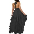 thumbnail image 6 of RYRJJ Tiered Tulle Prom Dress for Women Elegant Evening Maxi Dresses Halter V-Neck Formal Party Ball Gowns with Slit(Black,L), 6 of 9