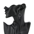 thumbnail image 2 of Vanbelle Sterling Silver Jewelry Circle & Bar Dangle Earrings with Rhodium Plating for Women, 2 of 6