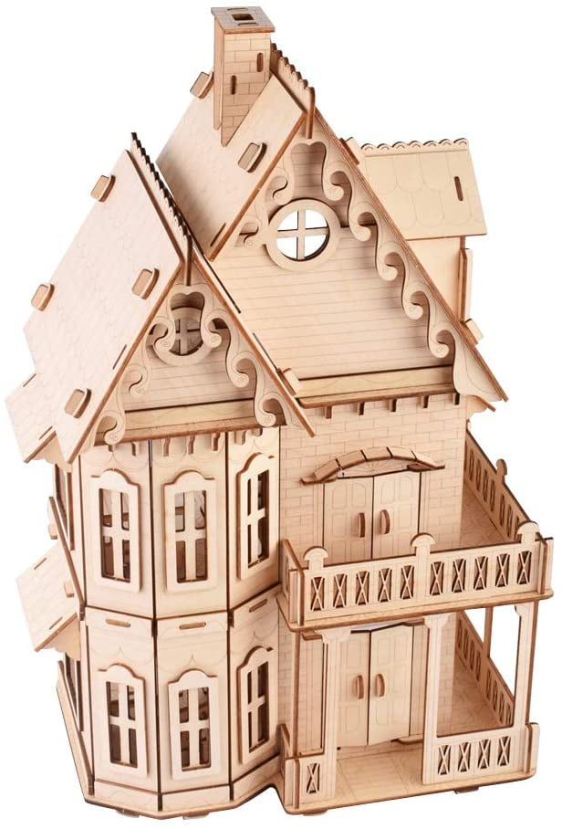 Wood Wooden Laser Cutting  3D Model Puzzles Toy Kids DIY Crafts House Decor u 
