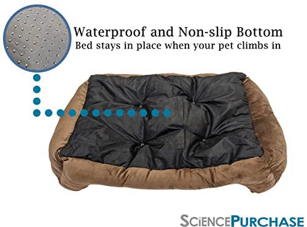 Large 31"×24" Luxury Pet Bed for Dogs or Cats - Super Soft, Machine Washable, Waterproof Non-Slip Underside, Low Front Wall for Easy Entering & Exiting