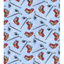 Fabric Traditions Hockey Icons on Blue Novelty Cotton Fabric