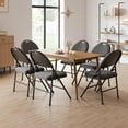 thumbnail image 2 of Twister.CK Folding Chairs 4 Pack, Metal Foldable Chair with Cushion and Non-Slip Feet Pads, Linen Party Chairs, for Meeting Room, Dining Room, Dark Gray, 2 of 6