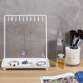 thumbnail image 3 of MyGift 20-Hook White Metal Necklace Display Stand with Ring Tray, 3 of 3