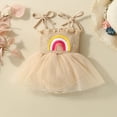 thumbnail image 2 of mgoYE Baby Girl 1st Birthday Clothes Rainbow Embroidery Tulle Dress Sleeveless Romper Bodysuit Cake Smash Outfit(Beige,9-12 Months), 2 of 9