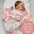 thumbnail image 3 of LollyBanks Pink Bow Bliss Breathable Baby Swaddle Blanket, 100% Muslin Cotton, 47"x47", 1 Pack, 3 of 8