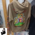 thumbnail image 4 of Oversize Brown Kanye West Hooded Hoodie Men Women Streetwear Sweatshirts Hip Hop Skulls Graffiti Print Stranger Things Pullover, 4 of 5