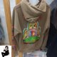 thumbnail image 4 of Sudadera con capucha de gran tamaño marrón de Kanye West para hombre y mujer, ropa de calle, sudaderas de hip hop con estampado de calaveras y grafiti, jersey de Stranger Things, 4 of 5