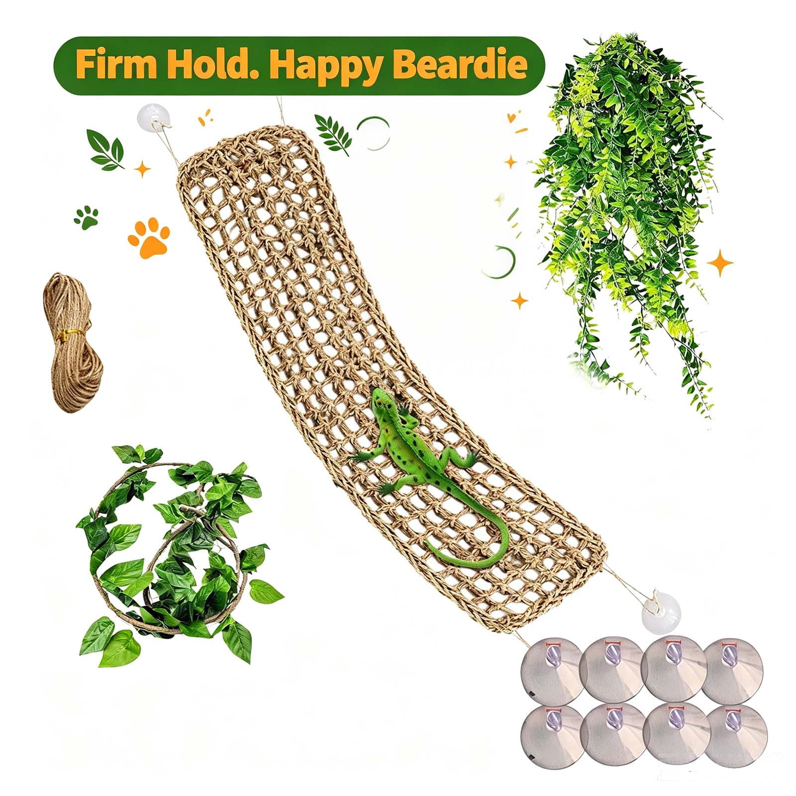 Bearded Dragon Hammock, 30"x7" Reptile Lounger, Hermit Crab Climbing Toys Accessories