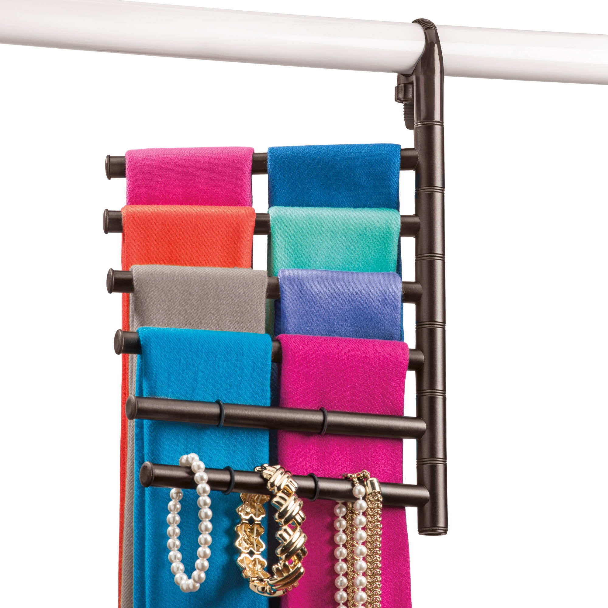 Lynk® Hanging Pivoting Scarf Rack and Accessory Holder Closet Hanger