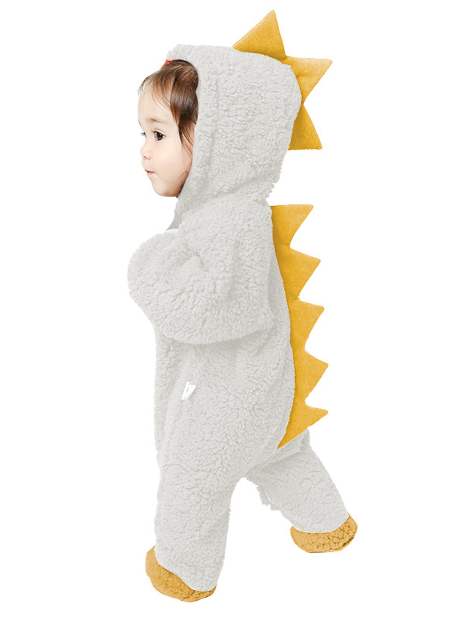 UK Newborn Infant Baby Cartoon Dinosaur Fleece Warm Romper Jumpsuit Soft Pajamas 