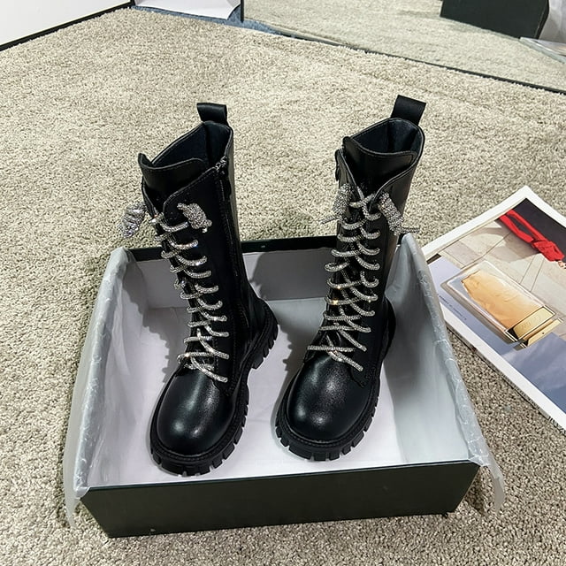 Girl‘s Boots 2024 Spring and Autumn New Arrival Rhinestone Princess Boots Winter Knight High Boots Martin Boots Long Boots
