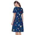 thumbnail image 2 of Bixox Robe d'Été à Manches Courtes pour Femmes Robe Ample Longueur Genou avec Poches-Espace, 2 of 7