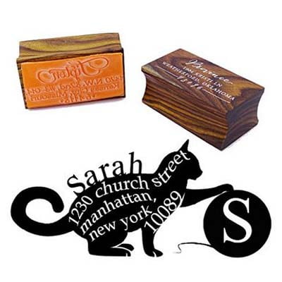 Custom Wood Mounted Rubber Stamp Family Return Address Stamp Engagement Gift
