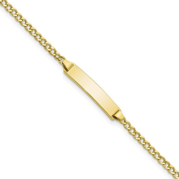 Auriga Fine Jewelry 10K Yellow Gold Semi-Solid Curb Link Id Bracelet 5.5 inch for Women