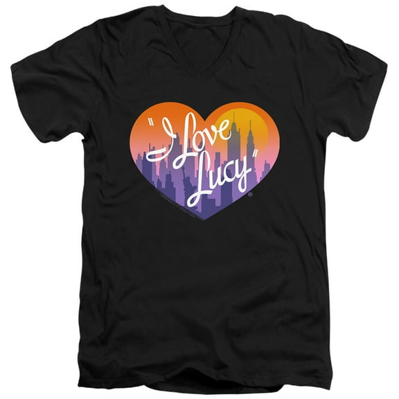 I Love Lucy Heart Of The City S/S Adult V-Neck 30/1 T-Shirt Black