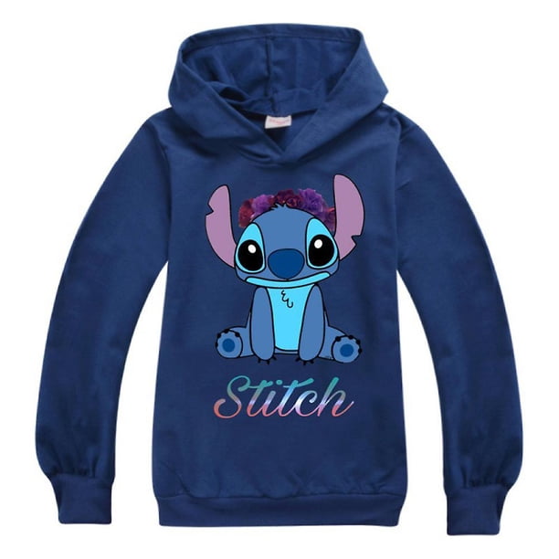 7-14 años Niños Niños Niñas Lilo & Stitch Estampado Sudadera con capucha Tops tipo jersey