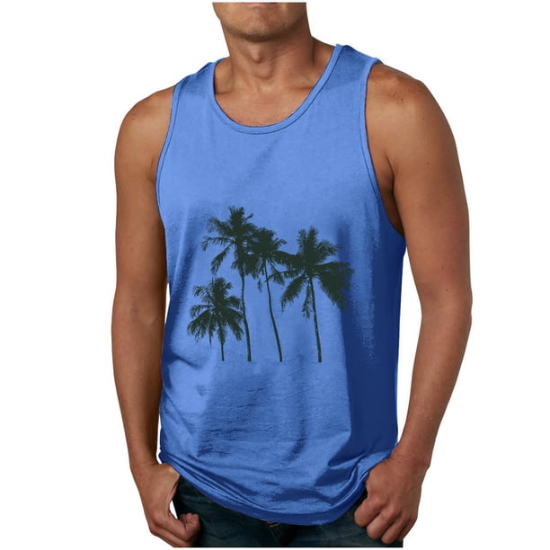 Camisetas de Tanque de los Hombres Tanque de los Hombres Incolor Gradiente de Impresión Cuello Redondo Correa Delgada Fuga Atrás Regular Casual Deportes Blusas de Tanque