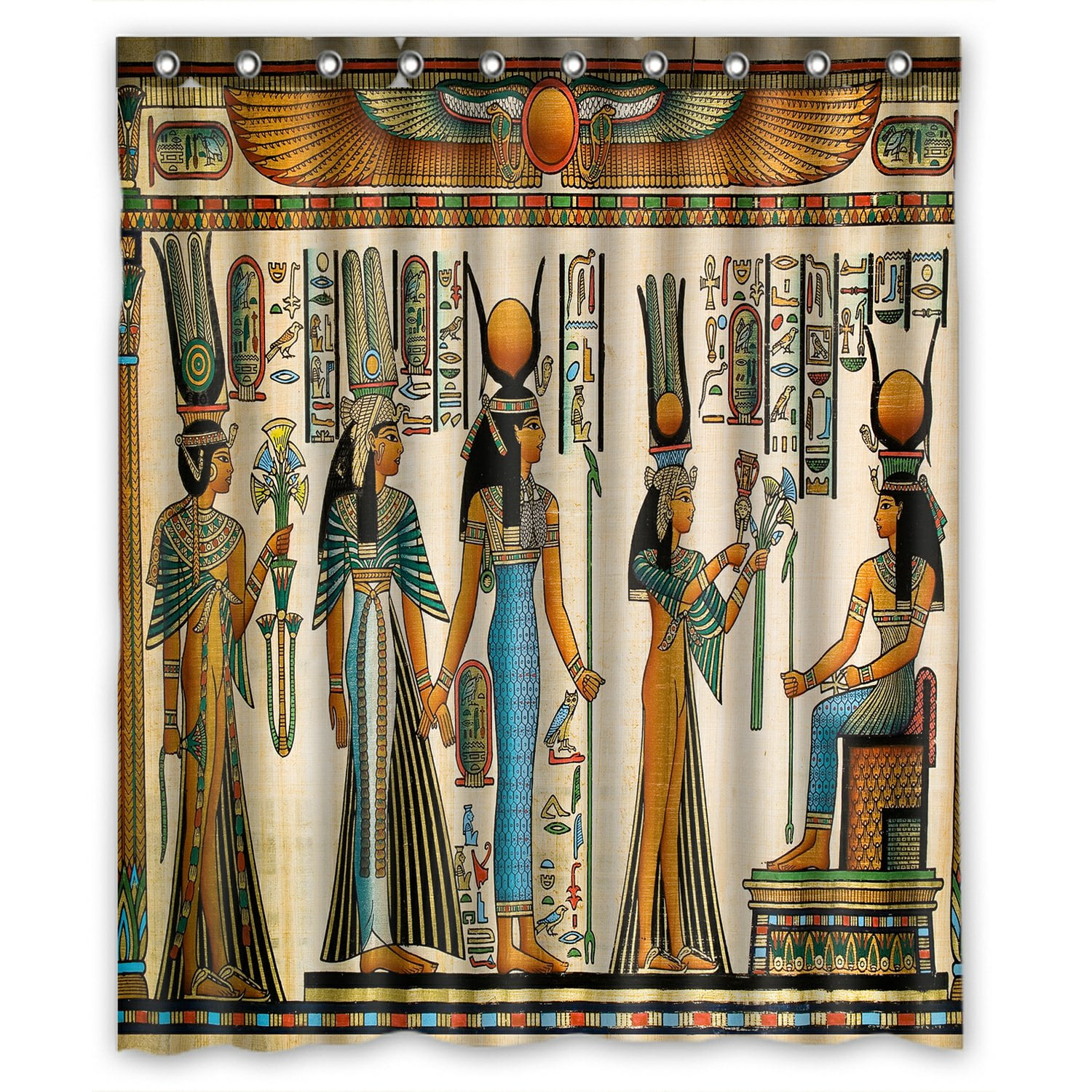 Ancient Egyptian Beauty Girl Pattern 60x72/" Waterproof Fabric Shower Curtain Set