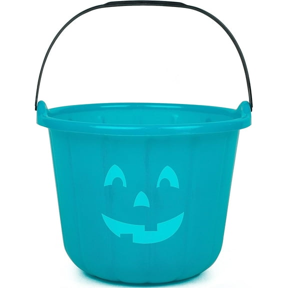 Teal Pumpkin Bucket 8.5 in (1 Pack)-Official Teal Pumpkin Project Allergy-Friendly Candy Pail Accessory and Party Decoration Supplies, Plastic Bowl w Handle