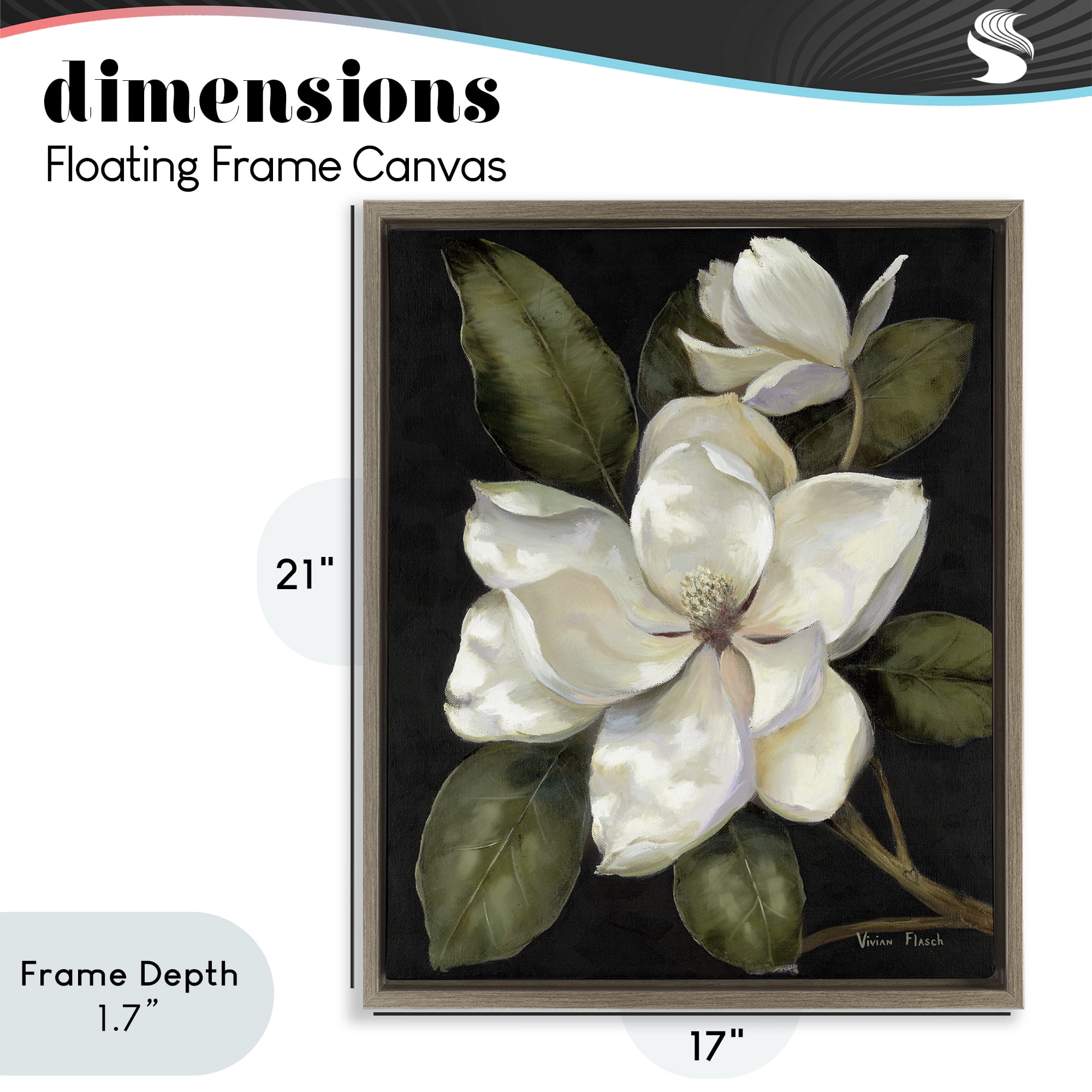 Stupell Industries Blooming Magnolia Buds Brown Framed Floater Canvas Wall Art, design by Nan