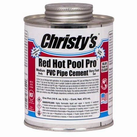 IPS IPS505173 1 Pint Very Fast Set Christys Hot Pool Pro Medium Body PVC Cement, Red - Case of 12