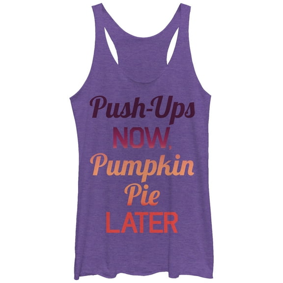Women's CHIN UP Push-Ups and Pumpkin Pie  Racerback Tank Top Purple Heather Medium