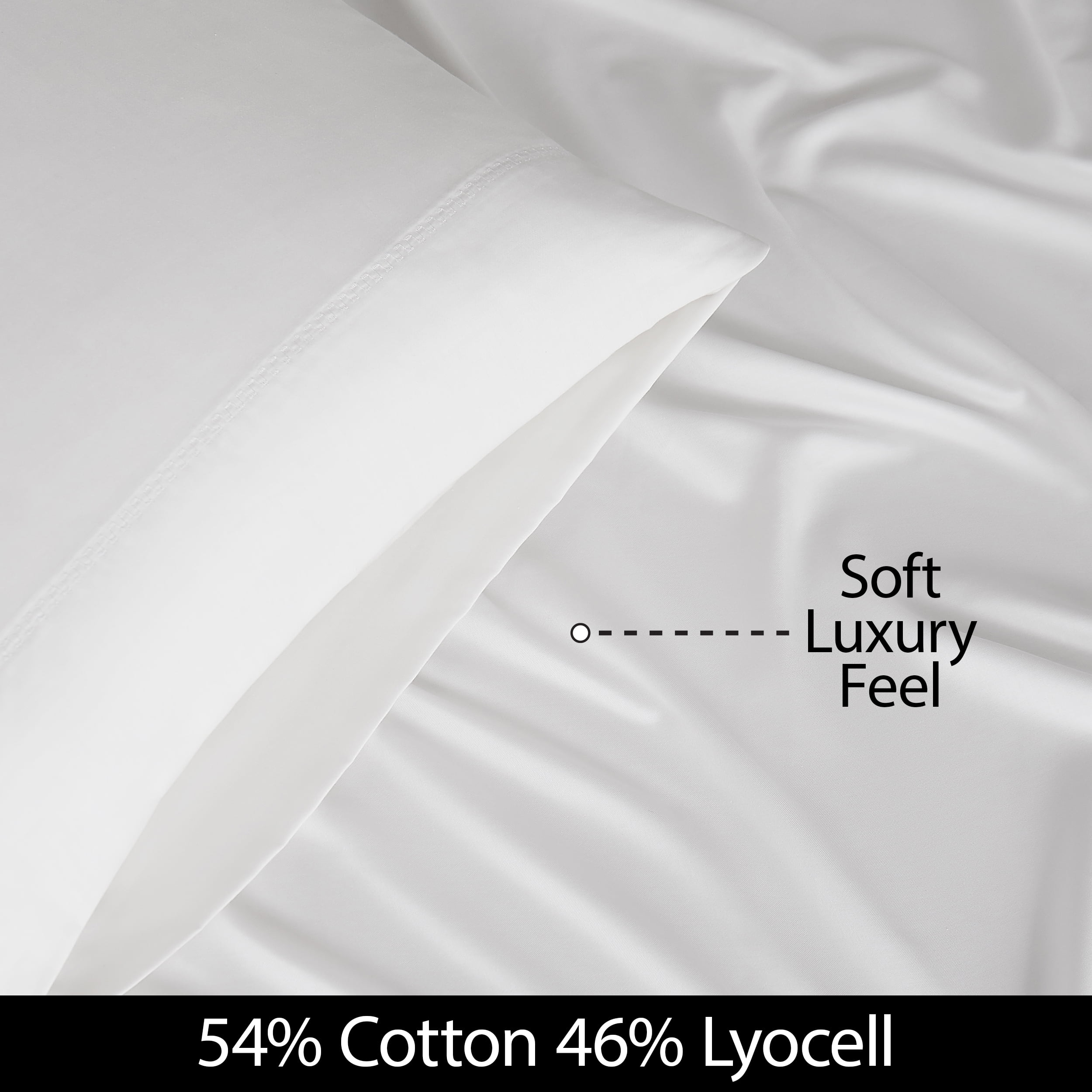 Allswell 6-Piece 300 Thread Count White Cotton Lyocell Blend Bed Sheet Set, Queen