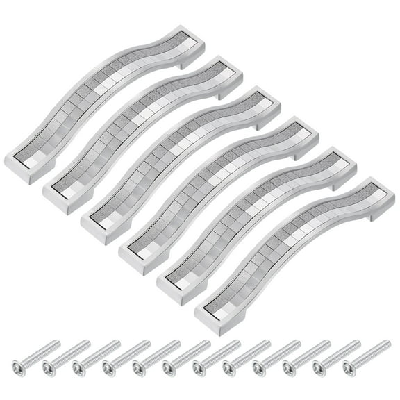 Uxcell Cabinet Pulls Drawer Handle 96mm Hole Centers Alloy Crystal Silver Tone 6 Pack