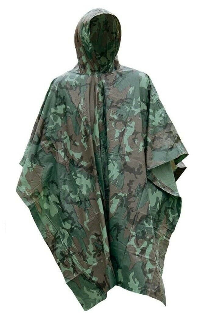 3 in 1 Waterproof Military Raincoat Ripstop Festival Rain Poncho Tent Mat Awning