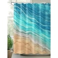 thumbnail image 3 of Aqua Ombre Coastal Waterproof Fabric Shower Curtain, Summer Nautical Beach Ocean Seaside Shower Curtain for Bathroom Curtains Bathtubs Hotel Washable Shower Curtains with 12 Hooks Small 36x78in, 3 of 6