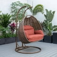 thumbnail image 4 of LeisureMod Mendoza Dark Brown Wicker Hanging 2 Person Egg Swing Chair with Stand & Cherry Cushions, 4 of 9