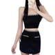 thumbnail image 4 of Conjunto de falda y top con tiras para mujer, falda corta con tirantes finos de cintura alta para niñas, trajes de 2 piezas para fiesta diaria de verano, negro, talla libre, 4 of 8