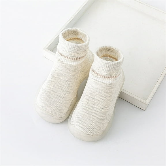 Baby Boy Sock Shoes Non-Skid Indoor Walking Sock Shoes Breathable Lightwewight Soft Sole Rubber Cotton Shoes for Boys Girls 0-6 Months