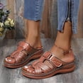 thumbnail image 4 of Womens Orthopedic Slippers Walking Slip on Sandals Comfortable Leather Wide Open Toe Platform Wedge Slides, 4 of 7