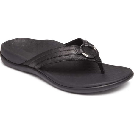 

Vionic Women s Aloe Toe Post Sandal Black Leather - 10010887001