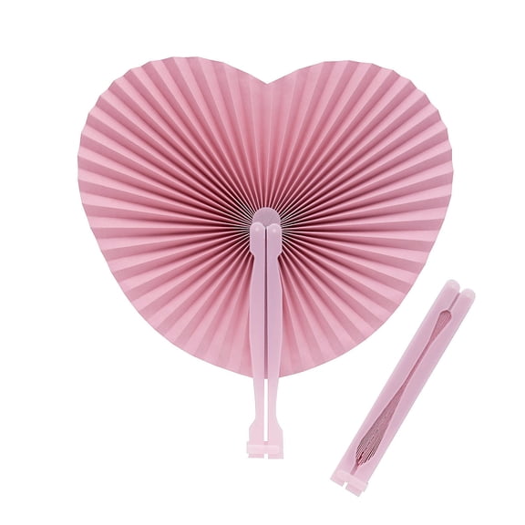 Fun Express Blush Heart-Shaped Folding Hand Fans - 12 Pieces