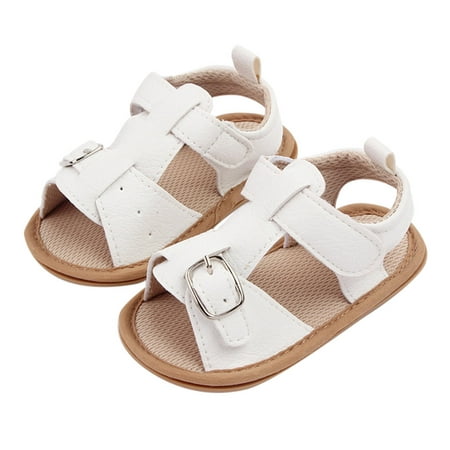 

nsendm Unisex Sandal Sandals Toddler 6 Open Toe Solid Shoes First Walkers Shoes Summer Toddler Flat Sandals Toddler Boys Slides White 4