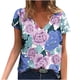thumbnail image 1 of Blusa estampada de verano para mujer, camisetas casuales de manga corta con cuello en V, camisetas Pompotops  hkajfhjk472435, 1 of 5