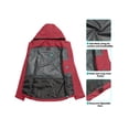 thumbnail image 7 of Women's Waterproof Breathable Hiking Travel Rain Jacket Lightweight Hooded Windbreaker Rain Shell Coat Red L, 7 of 7