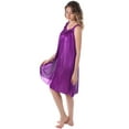 thumbnail image 3 of Venice Womens' Silky Looking Embroidered Nightgown 06 3X-Large Purple, 3 of 5