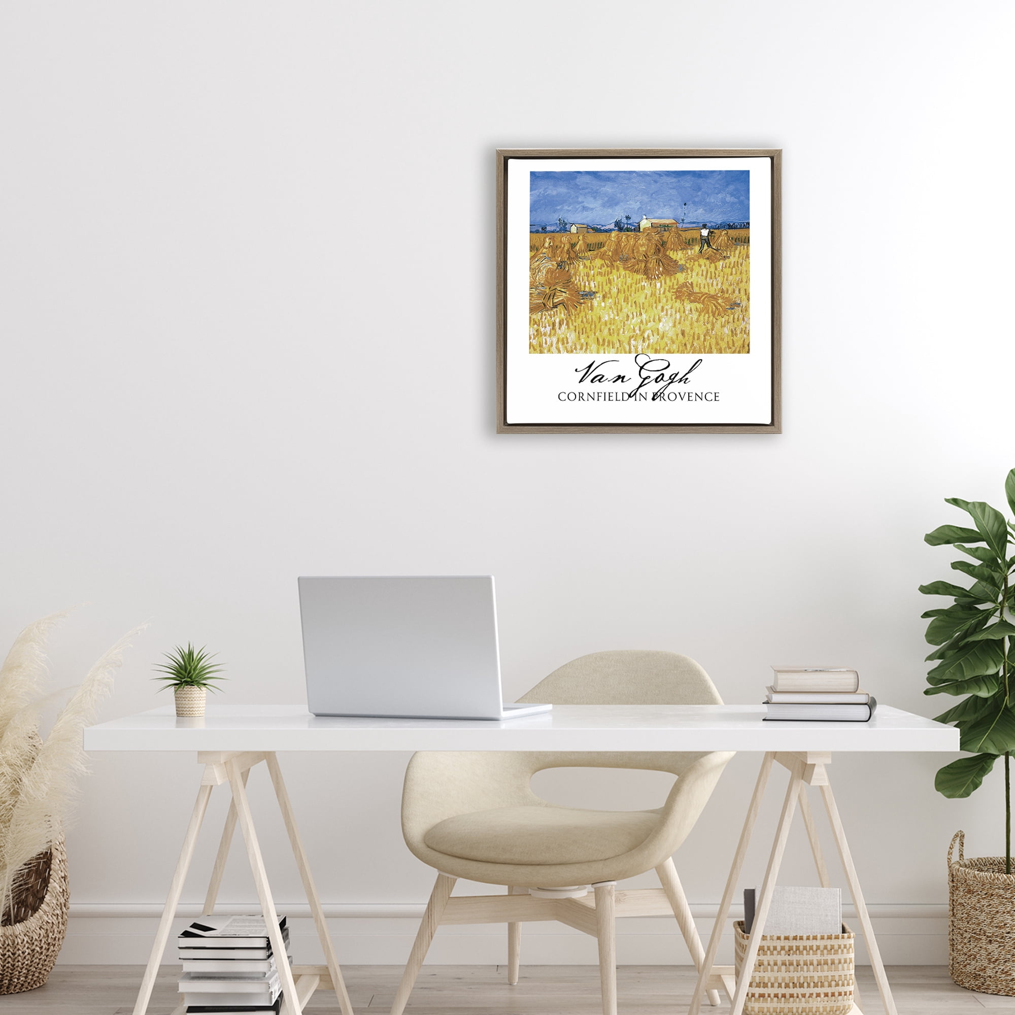 Stupell Industries Van Gogh Cornfield Provence Brown Framed Floater Canvas Wall Art, design by Vintage Hustle