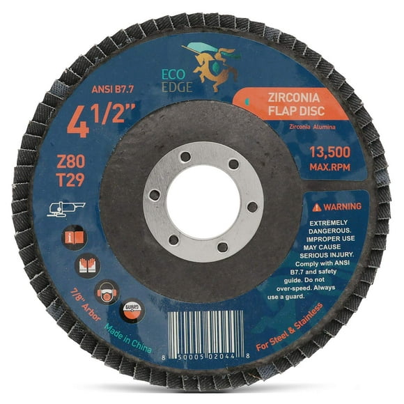Eco Edge Lot de 10 Disques à Rabat en Zirconium Premium Performance de 4,5 Pouces 80 Grains (4-1/2 Pouces x 7/8 Pouces Arbre, Type Biseauté 29) pour Moulin d'Angle